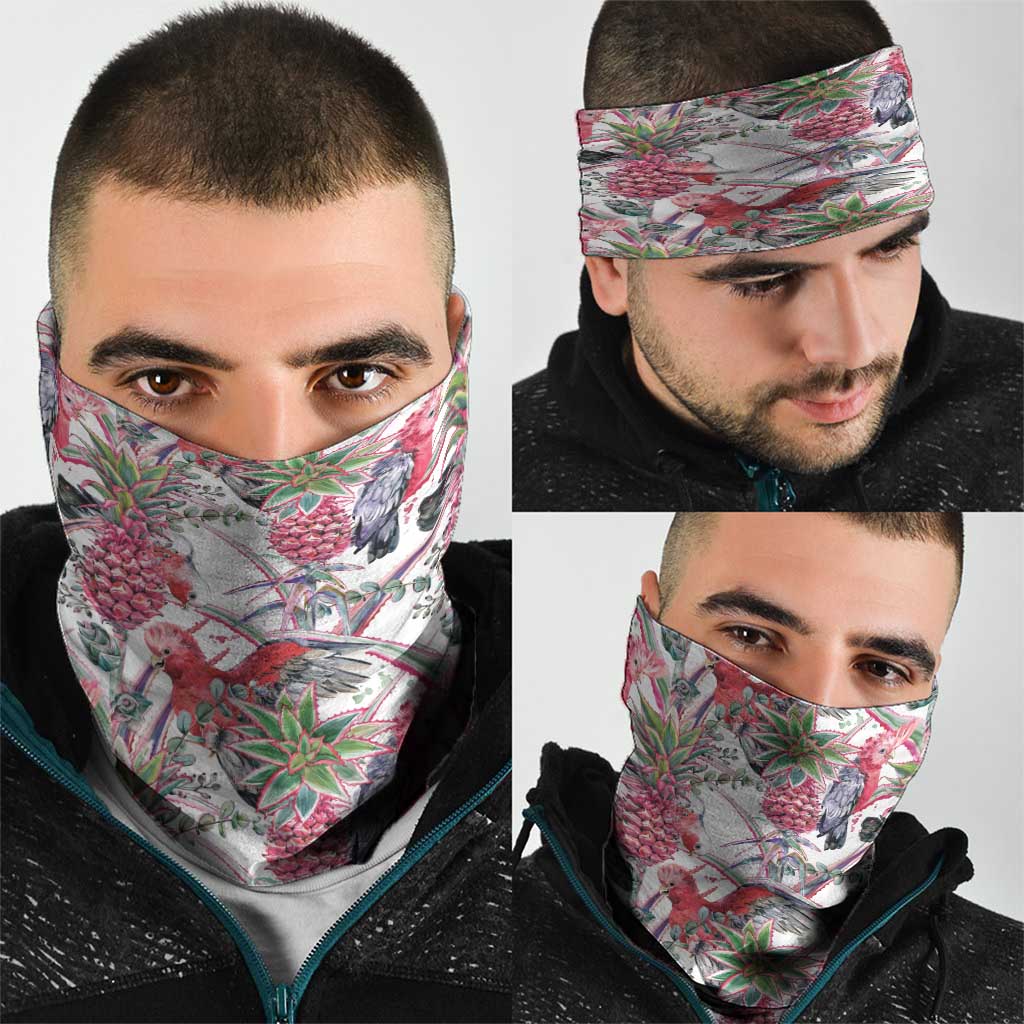Australia Pink Galah Neck Gaiter Rose-breasted Cockatoo Pineapple Seamless Vibes - Aussie Hoodie