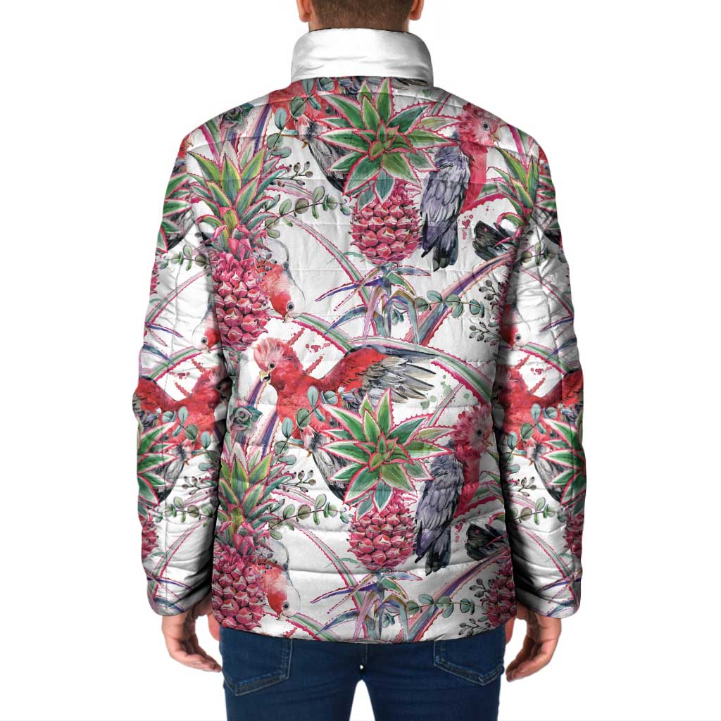 Australia Pink Galah Padded Jacket Rose-breasted Cockatoo Pineapple Seamless Vibes - Aussie Hoodie