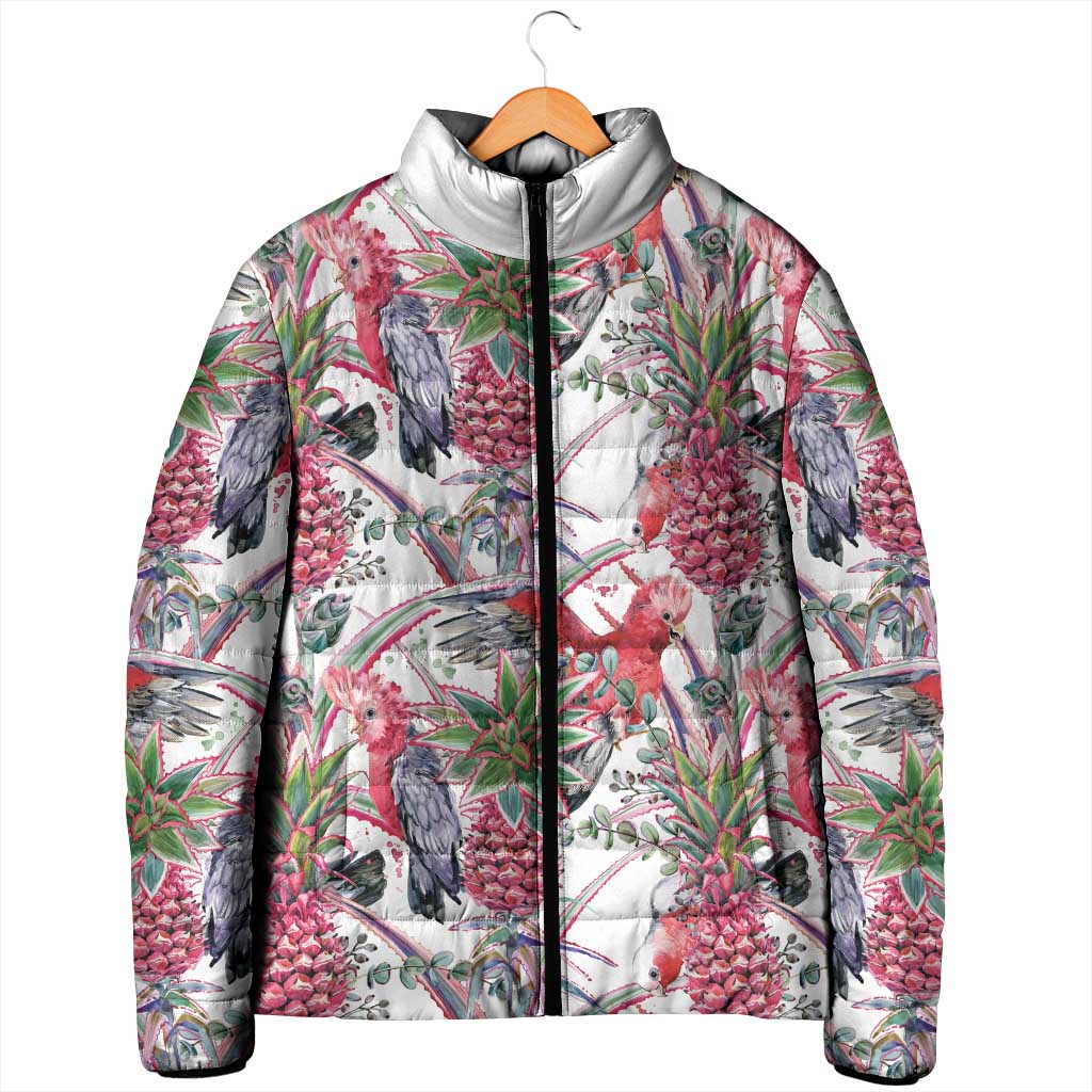Australia Pink Galah Padded Jacket Rose-breasted Cockatoo Pineapple Seamless Vibes - Aussie Hoodie