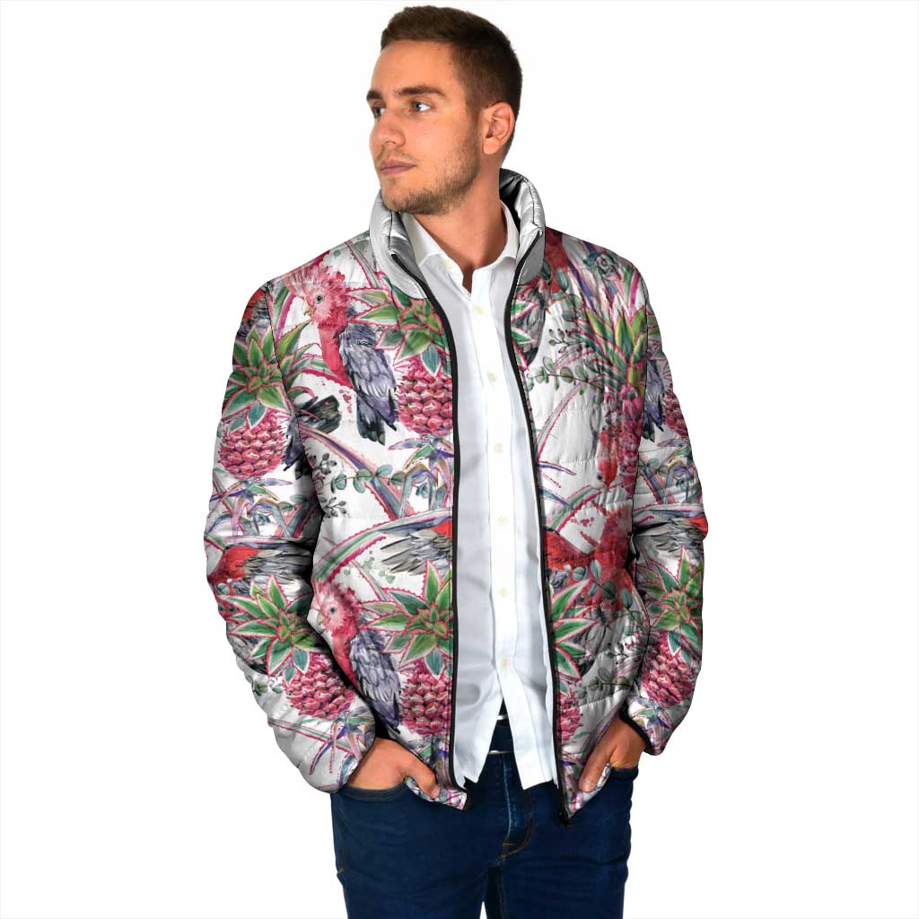 Australia Pink Galah Padded Jacket Rose-breasted Cockatoo Pineapple Seamless Vibes - Aussie Hoodie