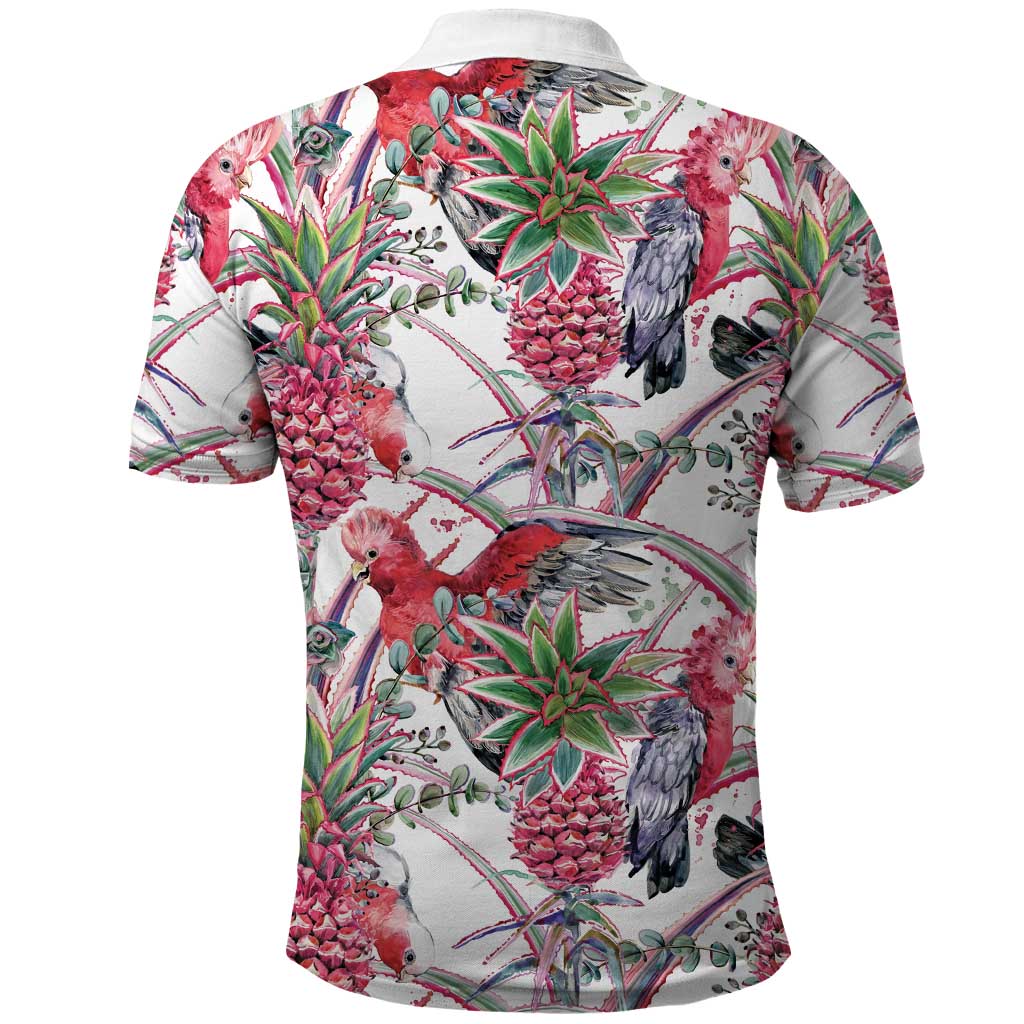 Australia Pink Galah Polo Shirt Rose-breasted Cockatoo Pineapple Seamless Vibes - Aussie Hoodie