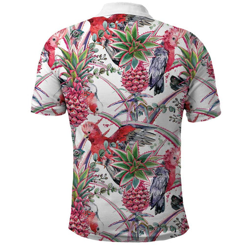 Australia Pink Galah Polo Shirt Rose-breasted Cockatoo Pineapple Seamless Vibes - Aussie Hoodie
