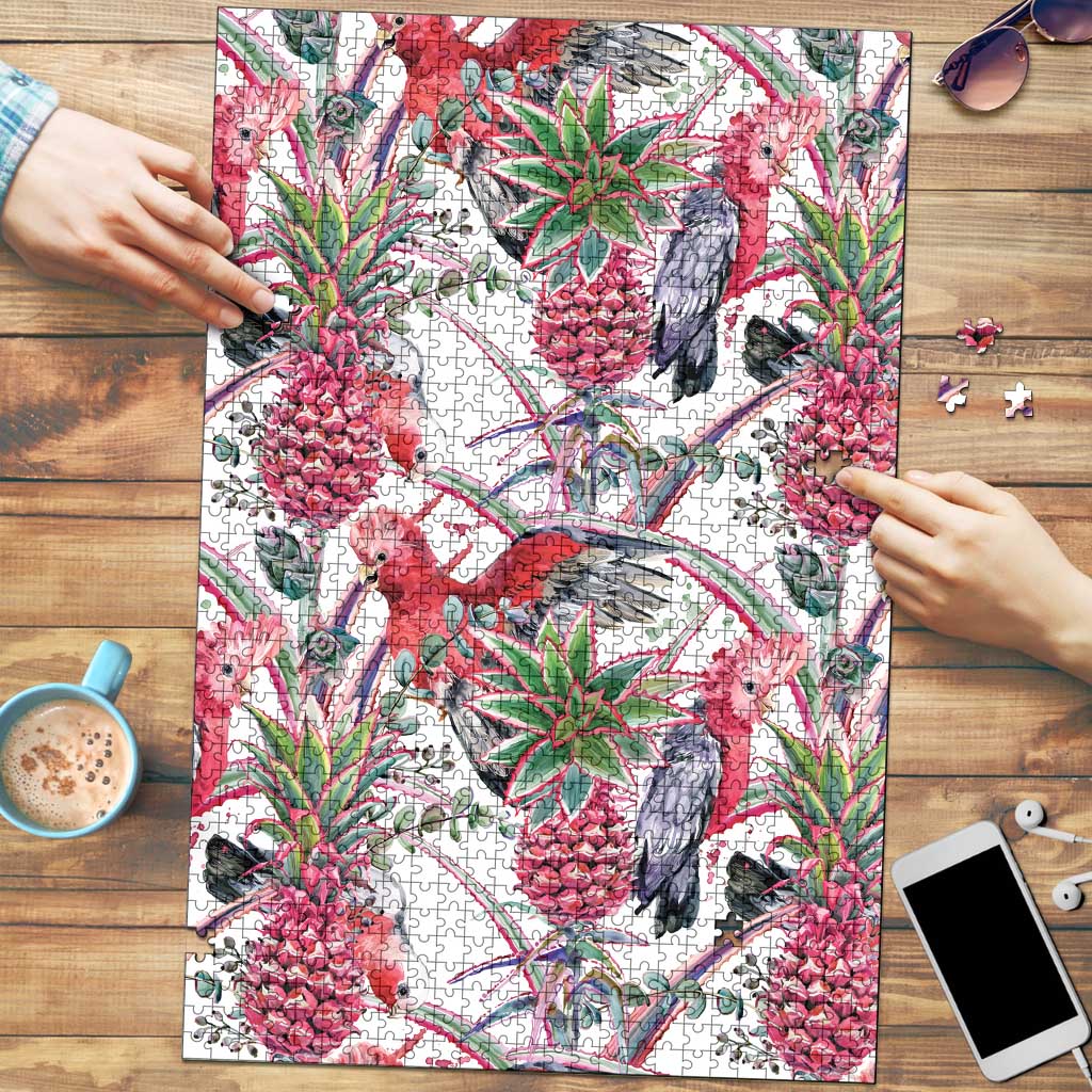 Australia Pink Galah Puzzle Rose-breasted Cockatoo Pineapple Seamless Vibes - Aussie Hoodie