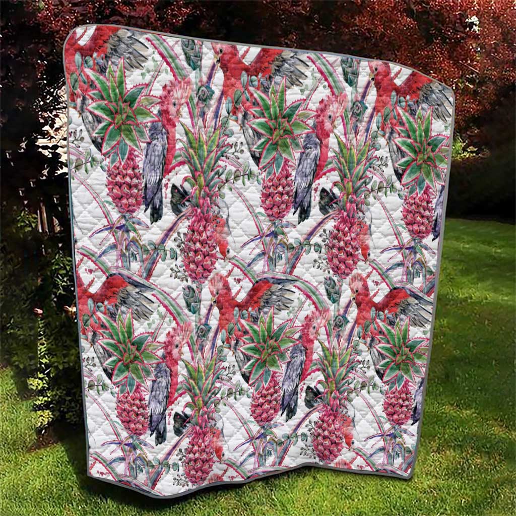 Australia Pink Galah Quilt Rose-breasted Cockatoo Pineapple Seamless Vibes - Aussie Hoodie