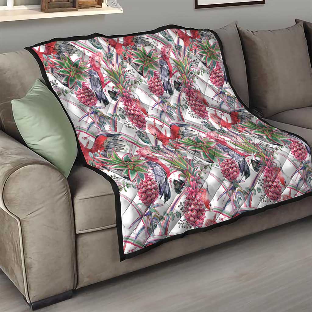 Australia Pink Galah Quilt Rose-breasted Cockatoo Pineapple Seamless Vibes - Aussie Hoodie