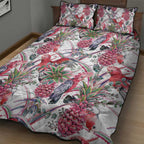 Australia Pink Galah Quilt Bed Set Rose-breasted Cockatoo Pineapple Seamless Vibes - Aussie Hoodie