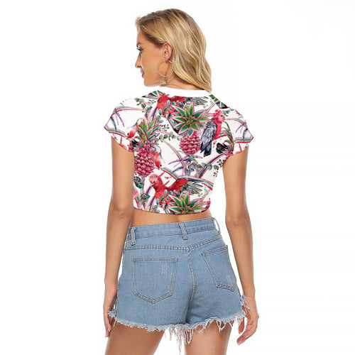 Australia Pink Galah Raglan Cropped T Shirt Rose-breasted Cockatoo Pineapple Seamless Vibes - Aussie Hoodie