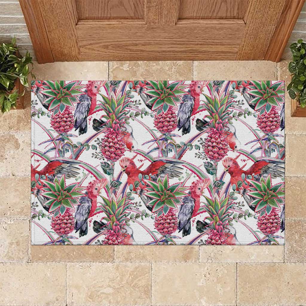 Australia Pink Galah Rubber Doormat Rose-breasted Cockatoo Pineapple Seamless Vibes - Aussie Hoodie