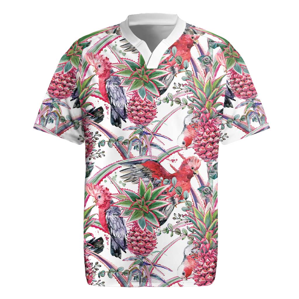 Australia Pink Galah Rugby Jersey Rose-breasted Cockatoo Pineapple Seamless Vibes - Aussie Hoodie