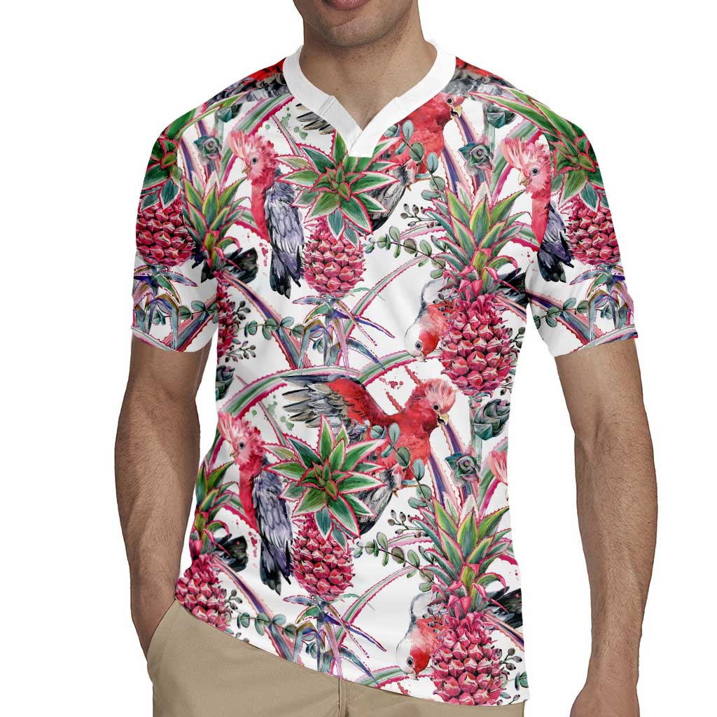 Australia Pink Galah Rugby Jersey Rose-breasted Cockatoo Pineapple Seamless Vibes - Aussie Hoodie