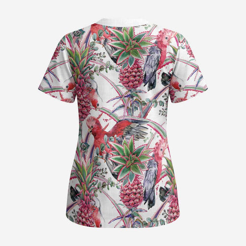 Australia Pink Galah Scrub Top Rose-breasted Cockatoo Pineapple Seamless Vibes - Aussie Hoodie