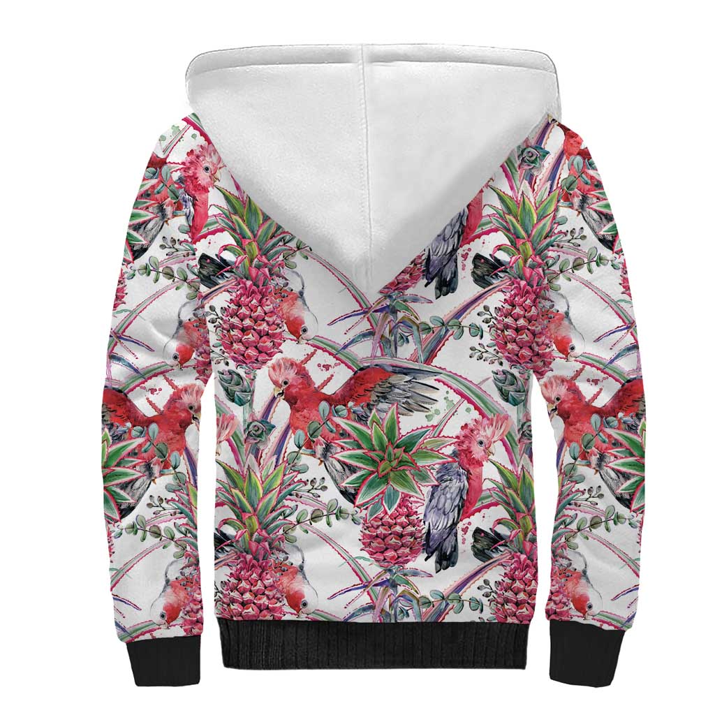 Australia Pink Galah Sherpa Hoodie Rose-breasted Cockatoo Pineapple Seamless Vibes - Aussie Hoodie