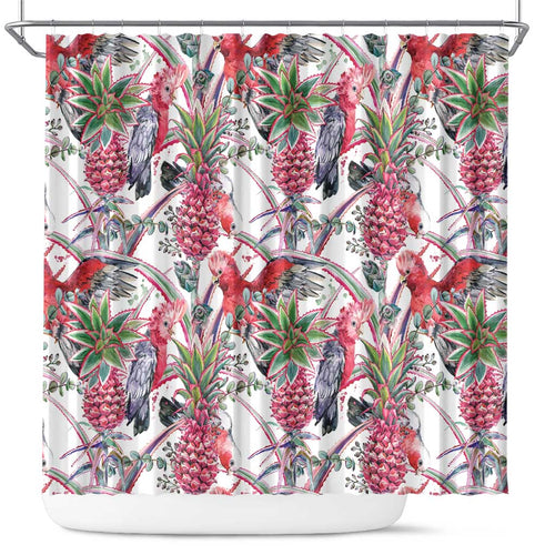 Australia Pink Galah Shower Curtain Rose-breasted Cockatoo Pineapple Seamless Vibes - Aussie Hoodie