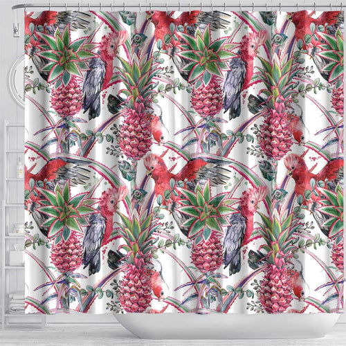 Australia Pink Galah Shower Curtain Rose-breasted Cockatoo Pineapple Seamless Vibes - Aussie Hoodie
