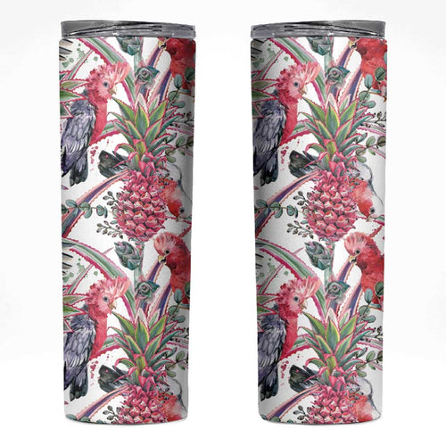 Australia Pink Galah Skinny Tumbler Rose-breasted Cockatoo Pineapple Seamless Vibes - Aussie Hoodie