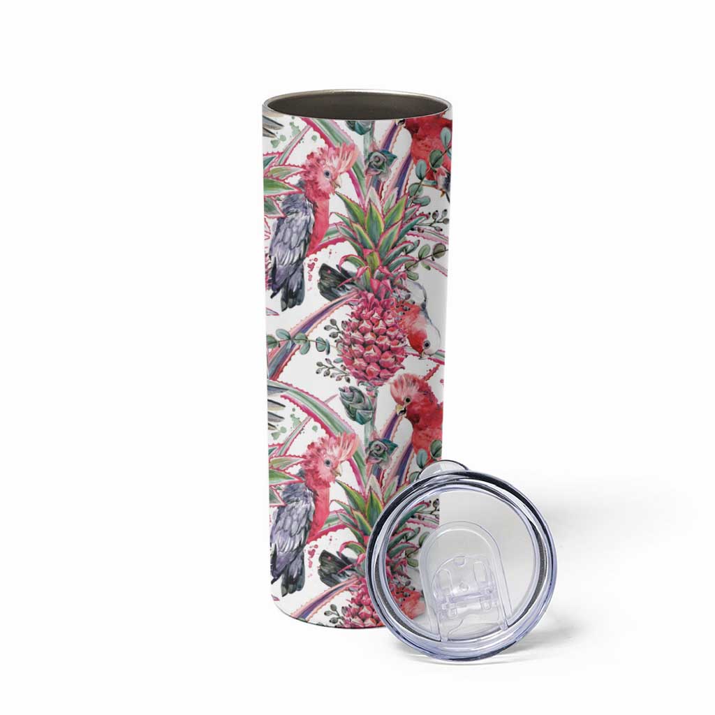 Australia Pink Galah Skinny Tumbler Rose-breasted Cockatoo Pineapple Seamless Vibes - Aussie Hoodie