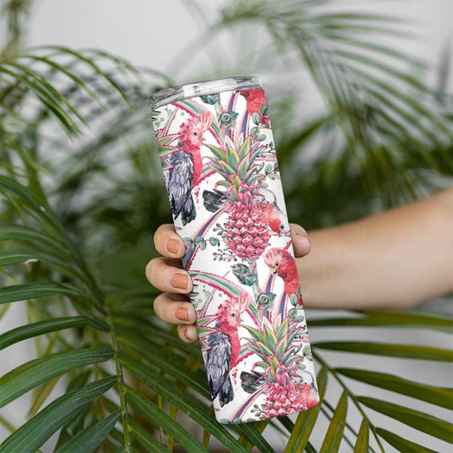 Australia Pink Galah Skinny Tumbler Rose-breasted Cockatoo Pineapple Seamless Vibes - Aussie Hoodie