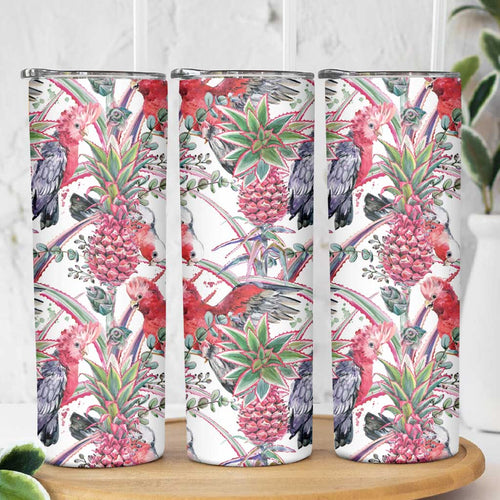 Australia Pink Galah Skinny Tumbler Rose-breasted Cockatoo Pineapple Seamless Vibes - Aussie Hoodie
