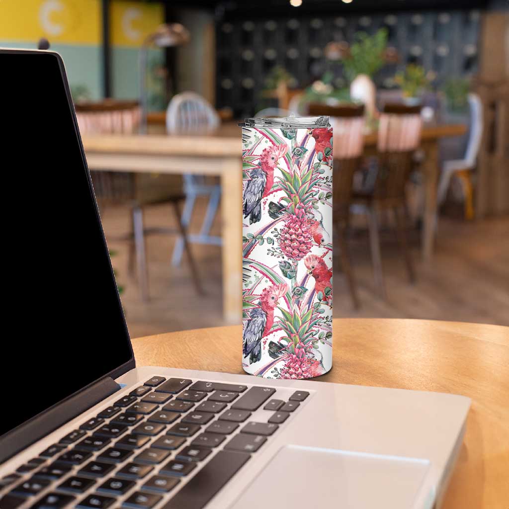 Australia Pink Galah Skinny Tumbler Rose-breasted Cockatoo Pineapple Seamless Vibes - Aussie Hoodie