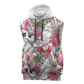 Australia Pink Galah Sleeveless Hoodie Rose-breasted Cockatoo Pineapple Seamless Vibes - Aussie Hoodie