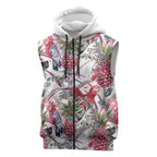 Australia Pink Galah Sleeveless Zip Hoodie Rose-breasted Cockatoo Pineapple Seamless Vibes - Aussie Hoodie