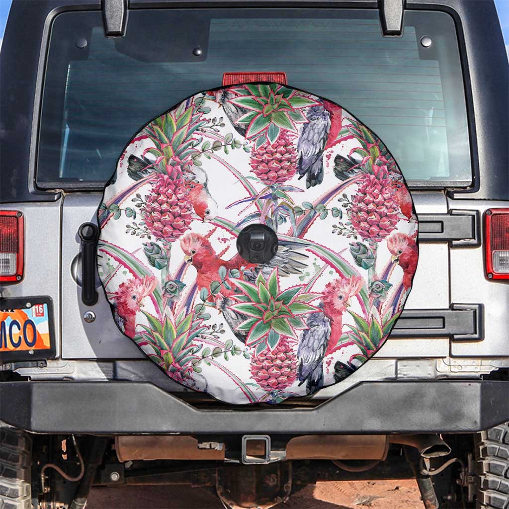 Australia Pink Galah Spare Tire Cover Rose-breasted Cockatoo Pineapple Seamless Vibes - Aussie Hoodie