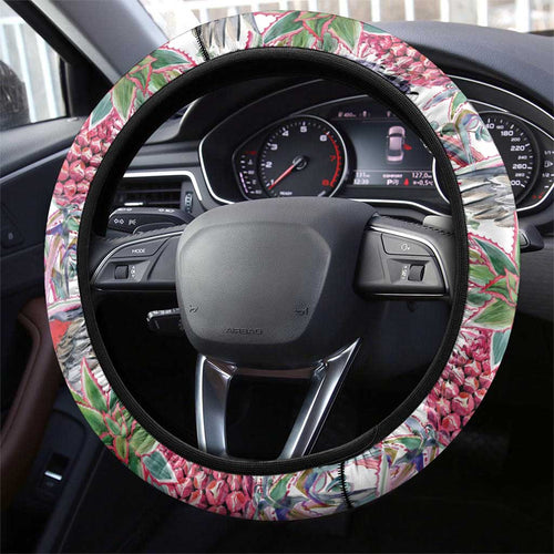 Australia Pink Galah Steering Wheel Cover Rose-breasted Cockatoo Pineapple Seamless Vibes - Aussie Hoodie