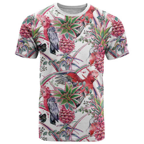 Australia Pink Galah T Shirt Rose-breasted Cockatoo Pineapple Seamless Vibes - Aussie Hoodie