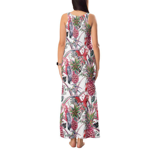 Australia Pink Galah Tank Maxi Dress Rose-breasted Cockatoo Pineapple Seamless Vibes - Aussie Hoodie