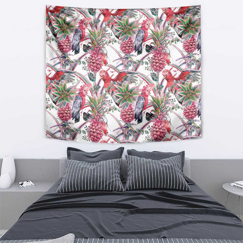 Australia Pink Galah Tapestry Rose-breasted Cockatoo Pineapple Seamless Vibes - Aussie Hoodie