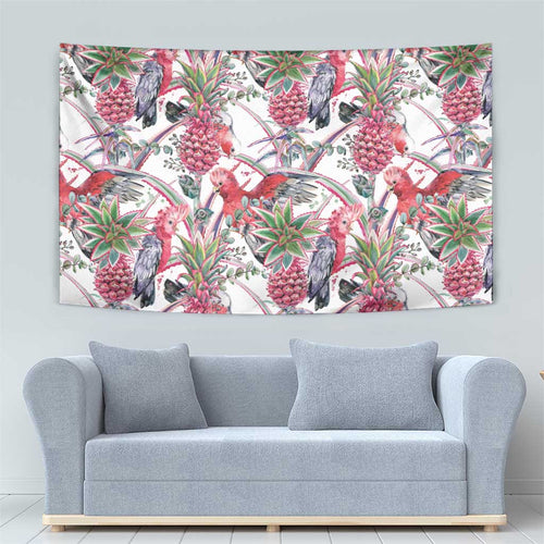 Australia Pink Galah Tapestry Rose-breasted Cockatoo Pineapple Seamless Vibes - Aussie Hoodie