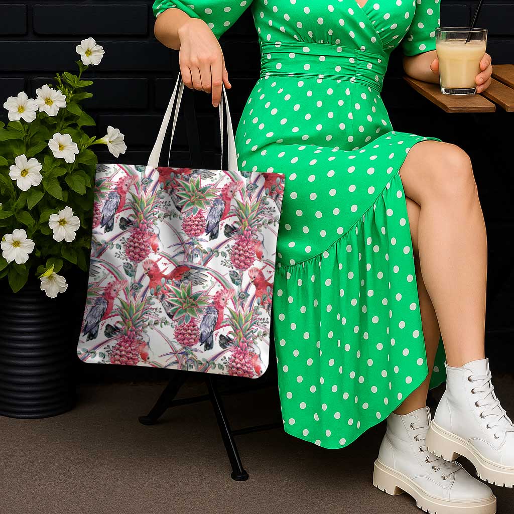 Australia Pink Galah Tote Bag Rose-breasted Cockatoo Pineapple Seamless Vibes - Aussie Hoodie