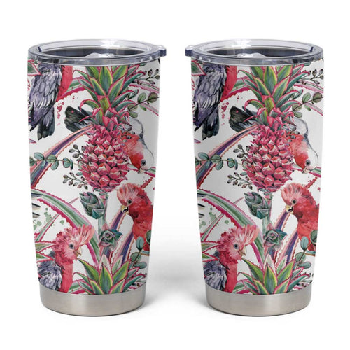 Australia Pink Galah Tumbler Cup Rose-breasted Cockatoo Pineapple Seamless Vibes - Aussie Hoodie