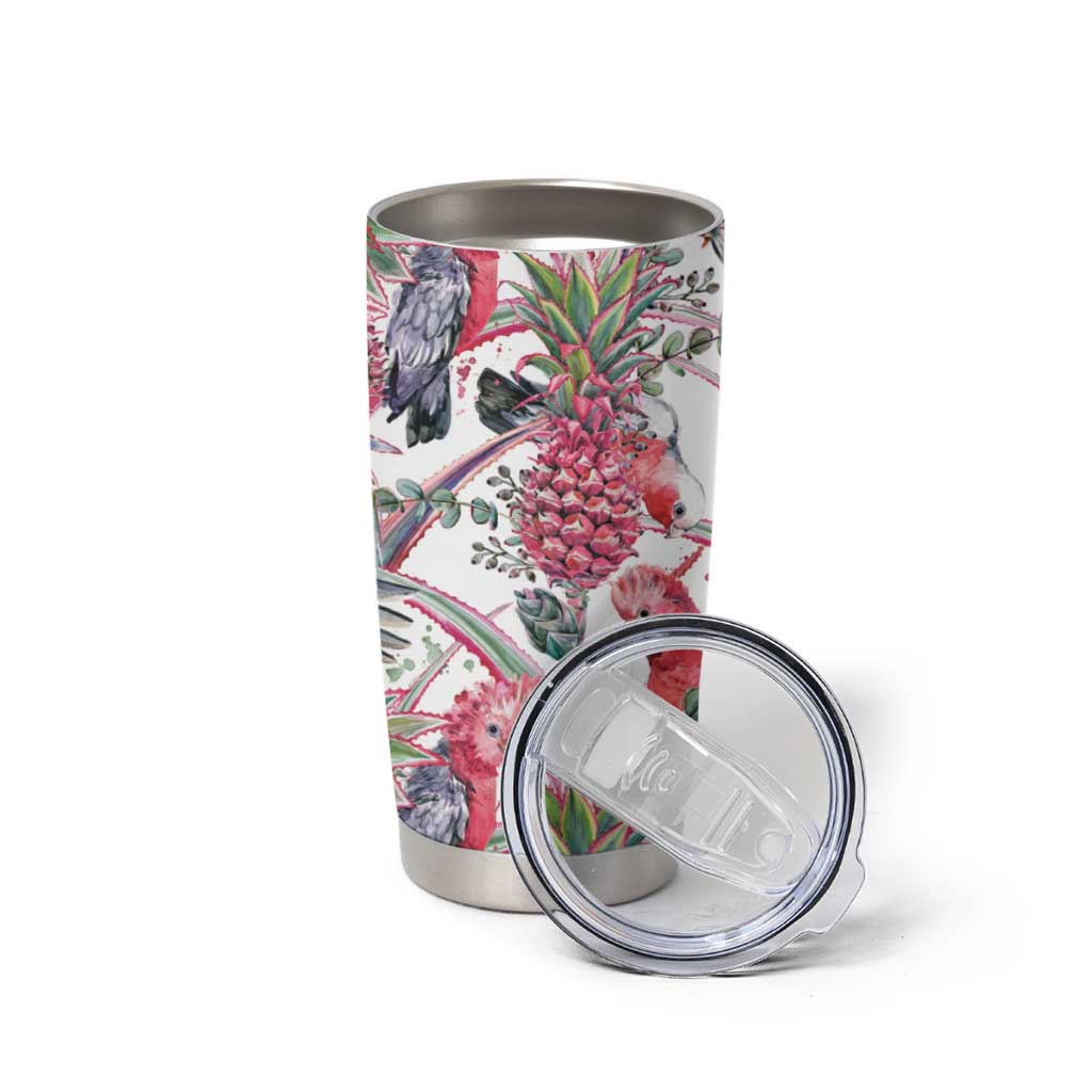 Australia Pink Galah Tumbler Cup Rose-breasted Cockatoo Pineapple Seamless Vibes - Aussie Hoodie