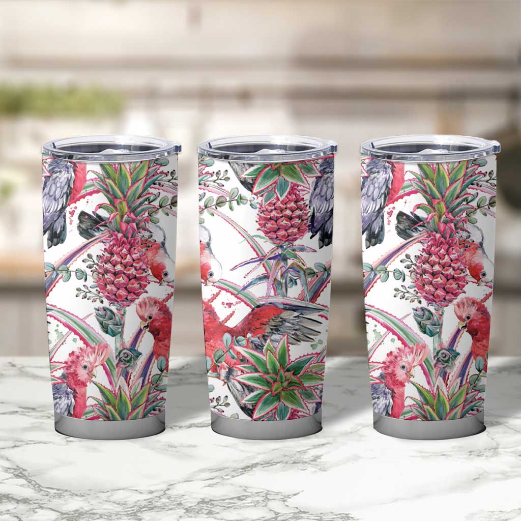 Australia Pink Galah Tumbler Cup Rose-breasted Cockatoo Pineapple Seamless Vibes - Aussie Hoodie