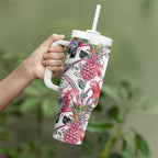 Australia Pink Galah Tumbler With Handle Rose-breasted Cockatoo Pineapple Seamless Vibes - Aussie Hoodie