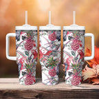 Australia Pink Galah Tumbler With Handle Rose-breasted Cockatoo Pineapple Seamless Vibes - Aussie Hoodie