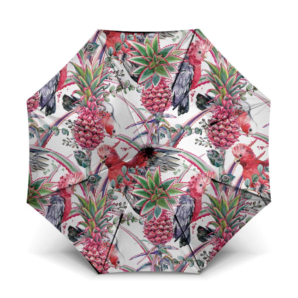 Australia Pink Galah Umbrella Rose-breasted Cockatoo Pineapple Seamless Vibes - Aussie Hoodie