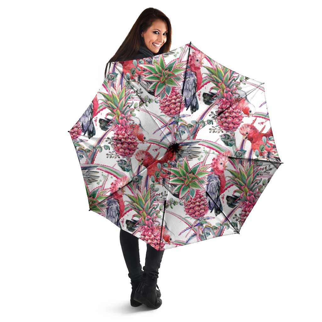 Australia Pink Galah Umbrella Rose-breasted Cockatoo Pineapple Seamless Vibes - Aussie Hoodie