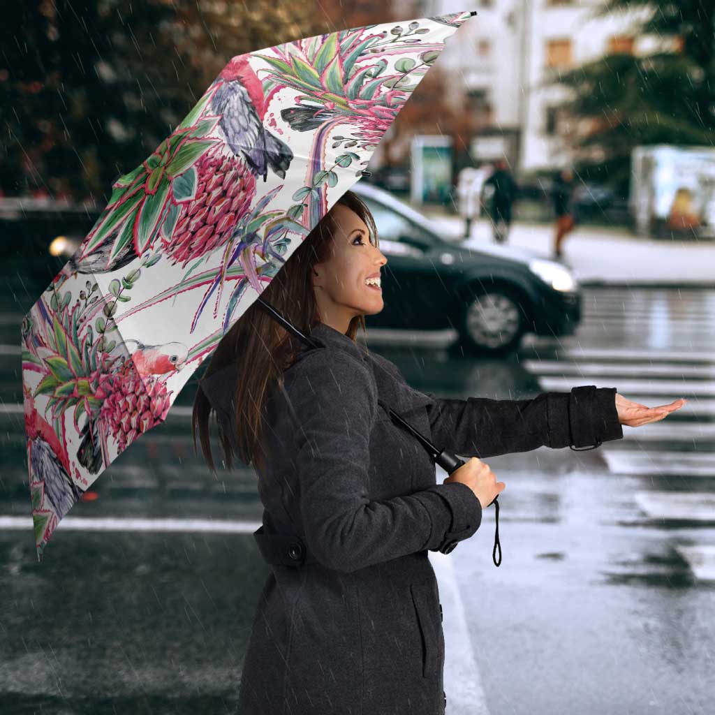Australia Pink Galah Umbrella Rose-breasted Cockatoo Pineapple Seamless Vibes - Aussie Hoodie