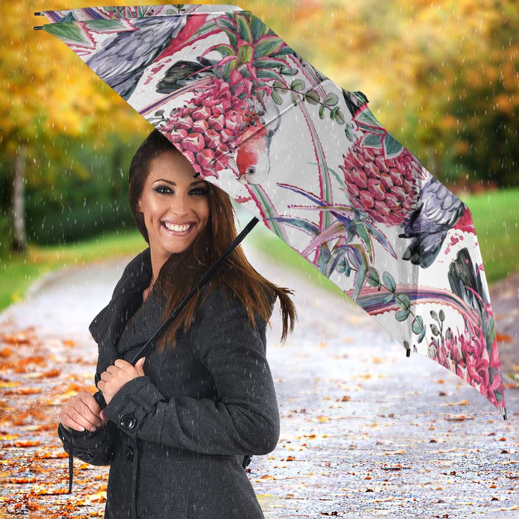 Australia Pink Galah Umbrella Rose-breasted Cockatoo Pineapple Seamless Vibes - Aussie Hoodie