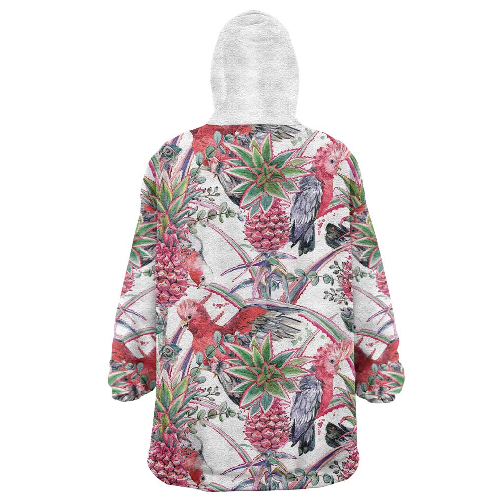 Australia Pink Galah Wearable Blanket Hoodie Rose-breasted Cockatoo Pineapple Seamless Vibes - Aussie Hoodie