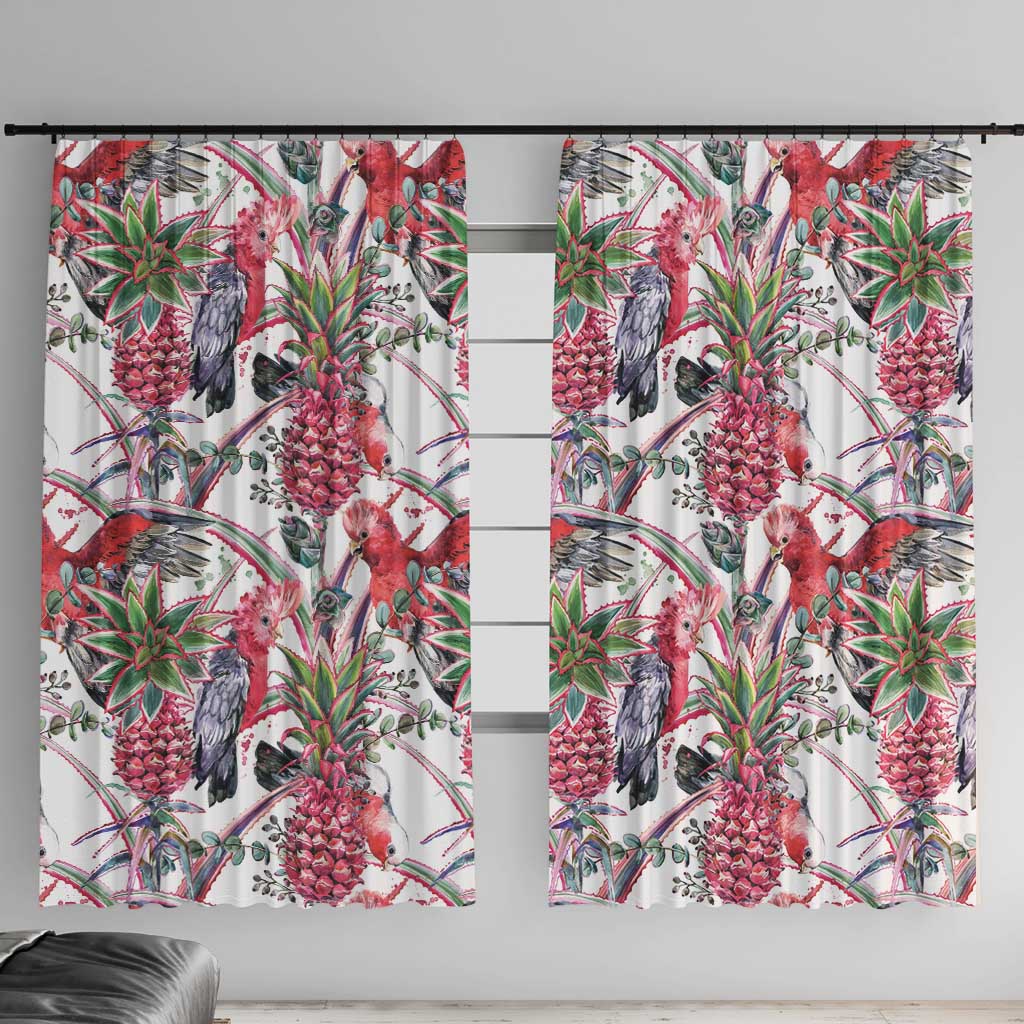 Australia Pink Galah Window Curtain Rose-breasted Cockatoo Pineapple Seamless Vibes - Aussie Hoodie