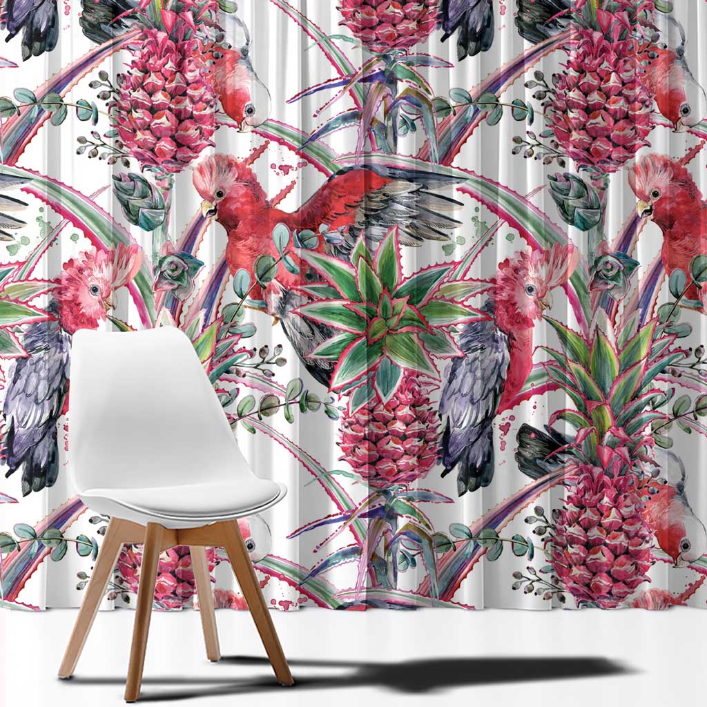 Australia Pink Galah Window Curtain Rose-breasted Cockatoo Pineapple Seamless Vibes - Aussie Hoodie