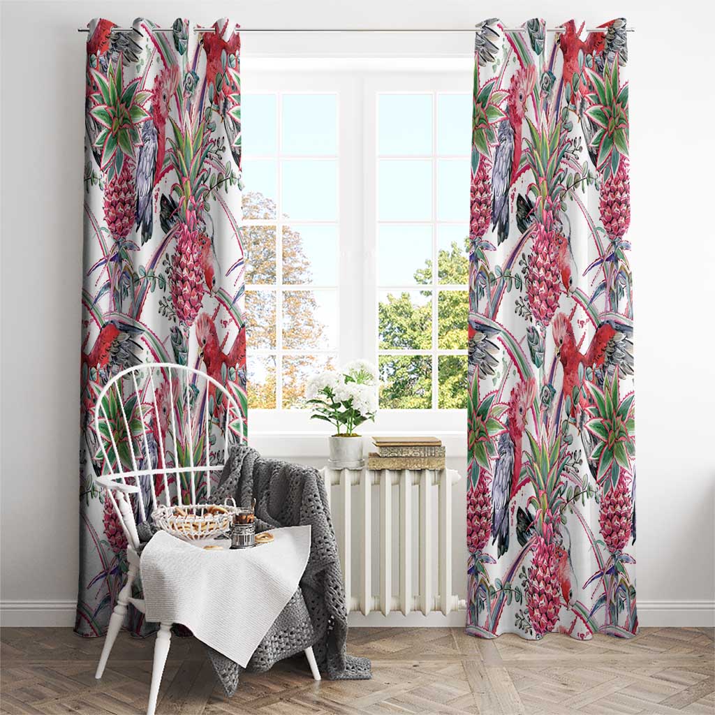 Australia Pink Galah Window Curtain Rose-breasted Cockatoo Pineapple Seamless Vibes - Aussie Hoodie