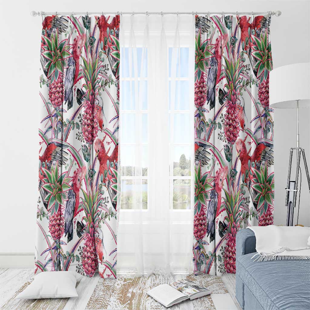 Australia Pink Galah Window Curtain Rose-breasted Cockatoo Pineapple Seamless Vibes - Aussie Hoodie