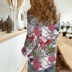 Australia Pink Galah Women Casual Shirt Rose-breasted Cockatoo Pineapple Seamless Vibes - Aussie Hoodie