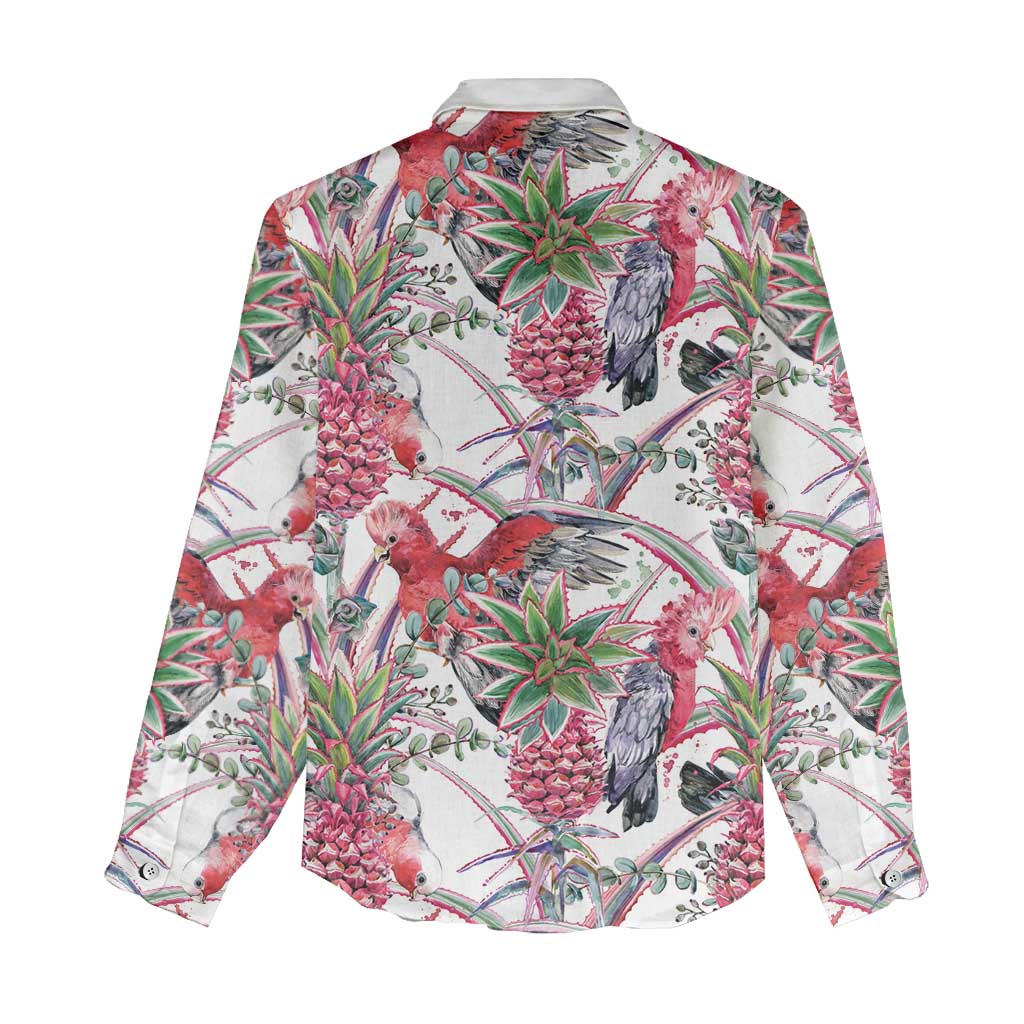 Australia Pink Galah Women Casual Shirt Rose-breasted Cockatoo Pineapple Seamless Vibes - Aussie Hoodie