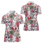 Australia Pink Galah Women Polo Shirt Rose-breasted Cockatoo Pineapple Seamless Vibes - Aussie Hoodie
