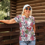 Australia Pink Galah Women Polo Shirt Rose-breasted Cockatoo Pineapple Seamless Vibes - Aussie Hoodie